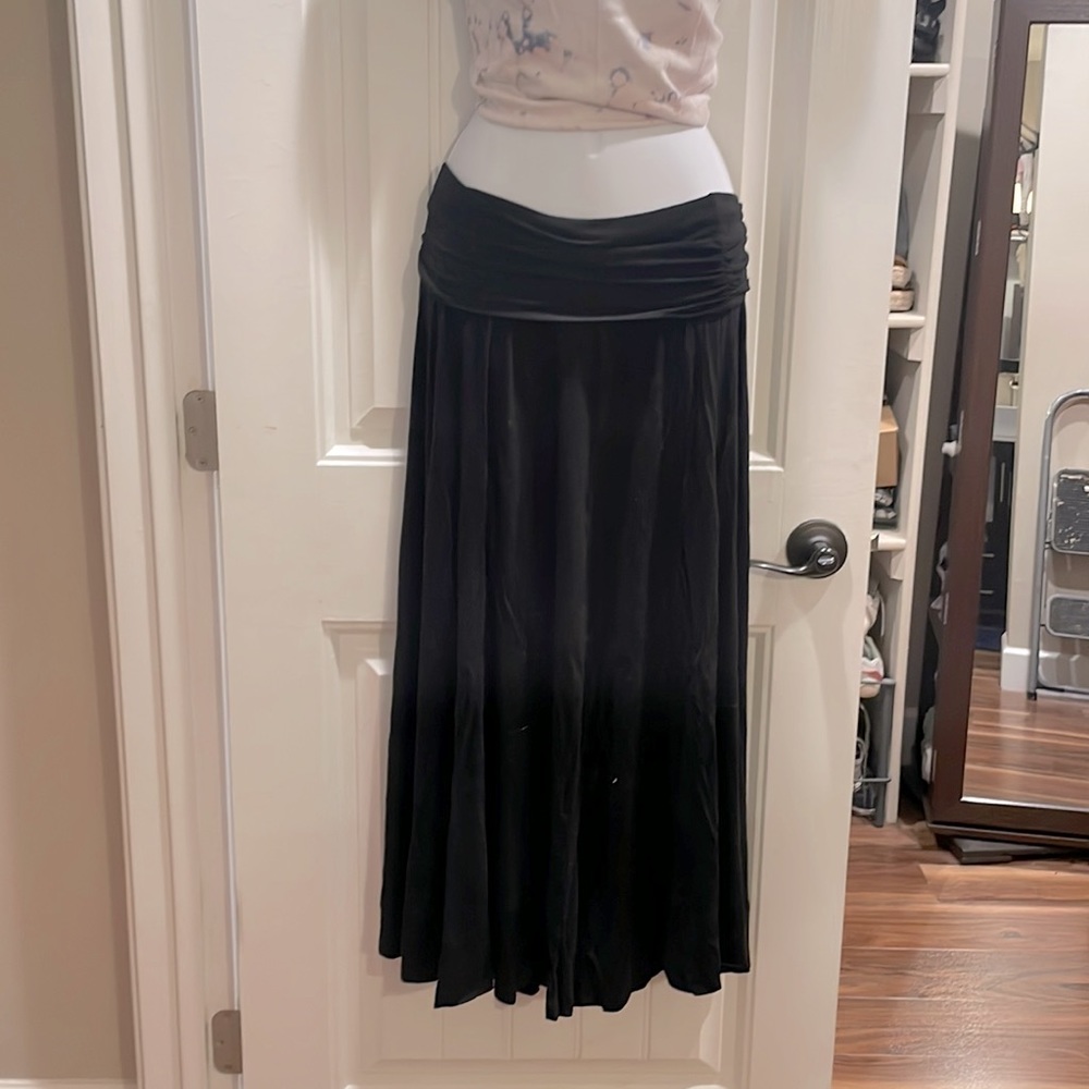 Women’s Black, Fold-over Maxi Skirt